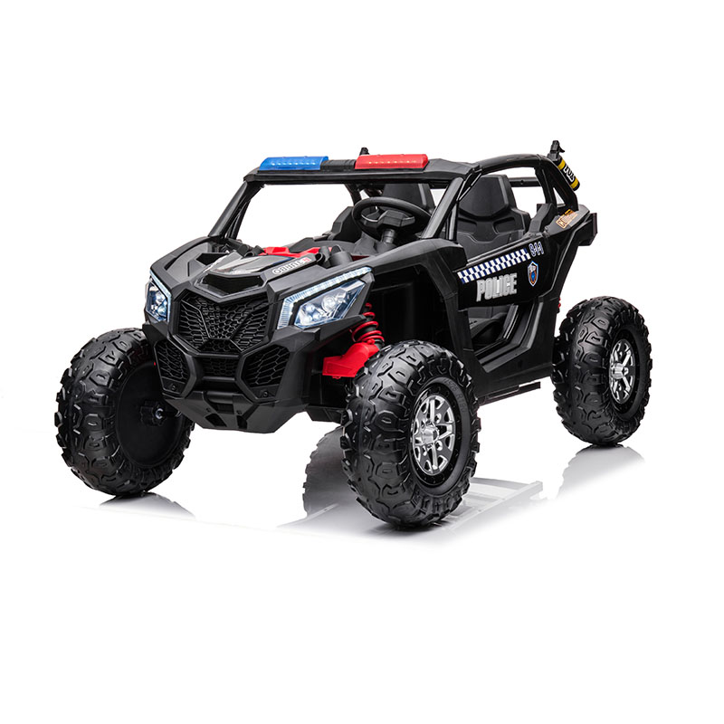 12V 2WD Kids Ride-On Police UTV with Four-Wheel Shock Absorption