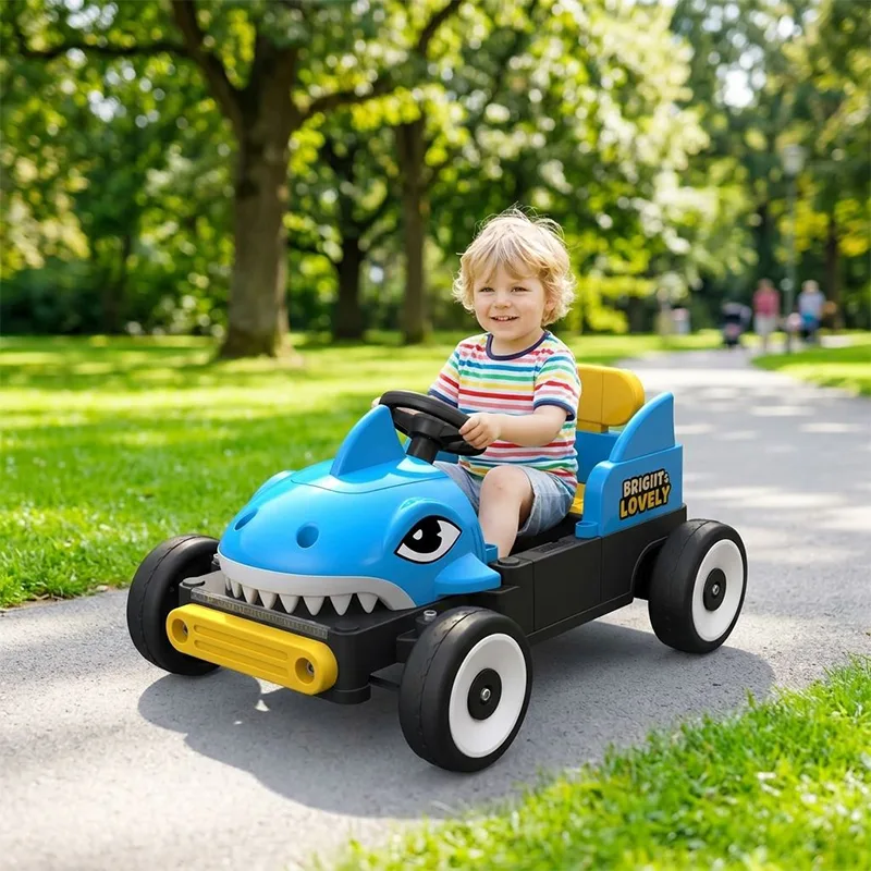New 12V Battery Powered Shark Head 4 Wheels Kids Ride on Car